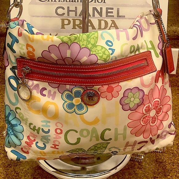 Coach Handbags - EC,,Coach Poppy Daisy with Silver Hardware